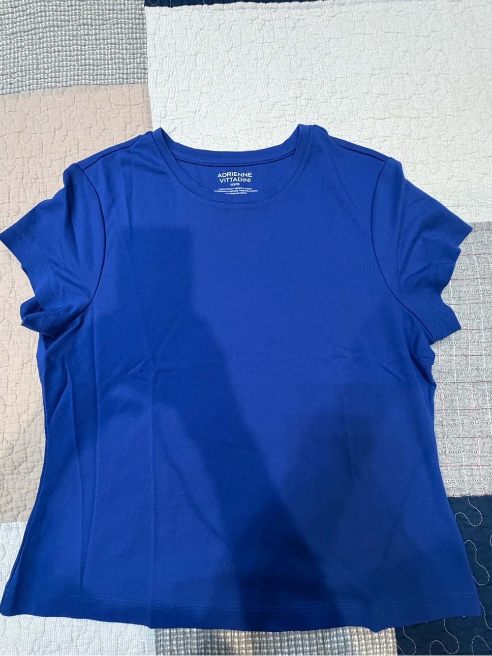 Adrienne Vittadini Cobalt Blue Short Sleeve Crewneck Tee